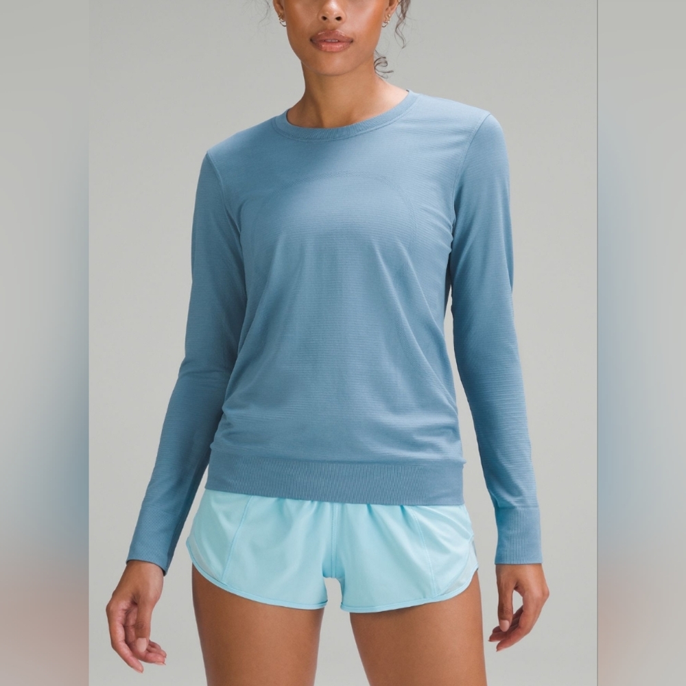 Swiftly Relaxed Long-Sleeve Shirt, Size 0, Utility Blue